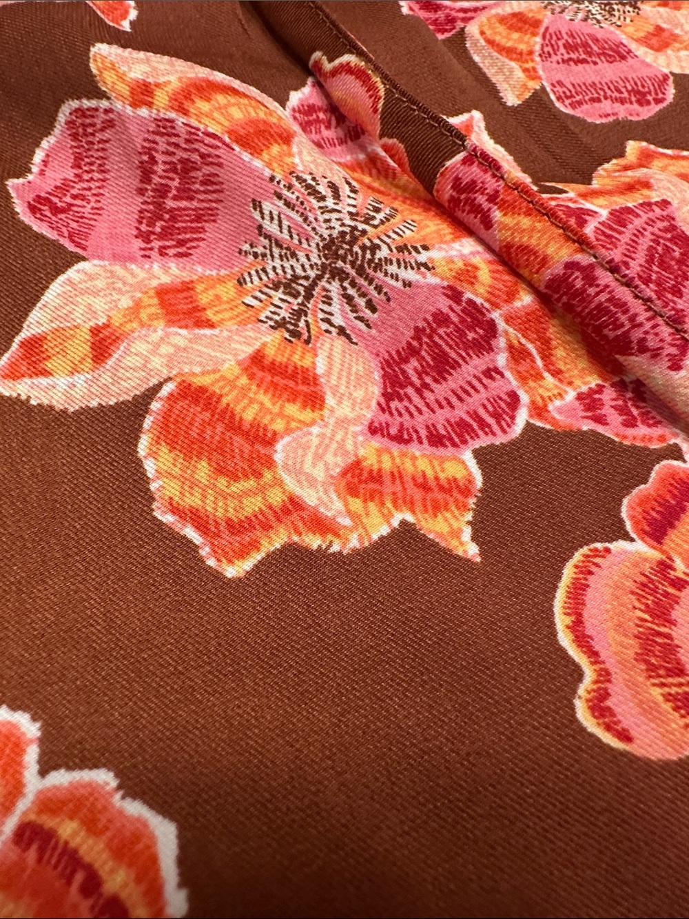 LOFT Brown Floral Sleeveless Camisole with Pink & Orange Flowers - Picture 6 of 8